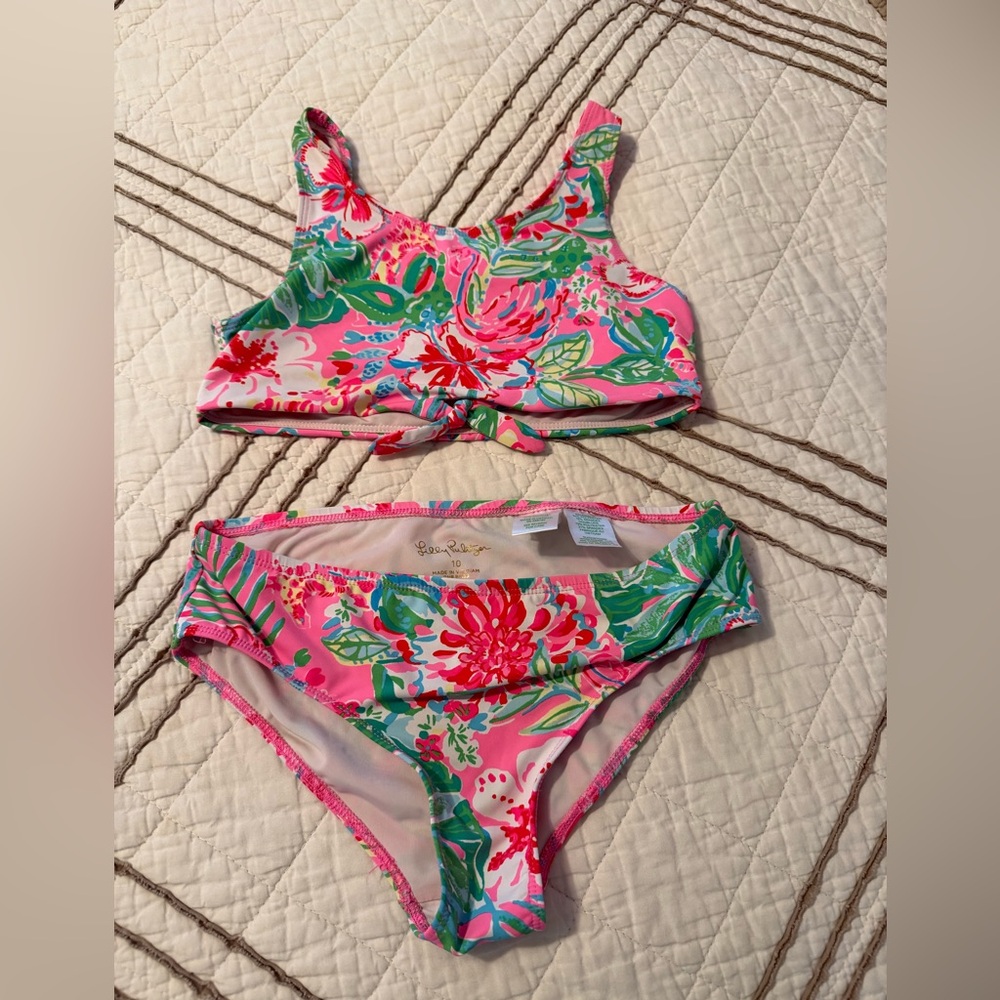 Lilly Pulitzer Pink and Green Floral Bikini